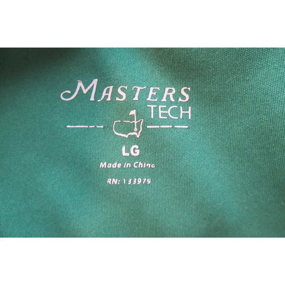 Masters Tech Men’s Green 1/4 Zip Long Sleeve Golf Pullover Jacket Pockets Logo L